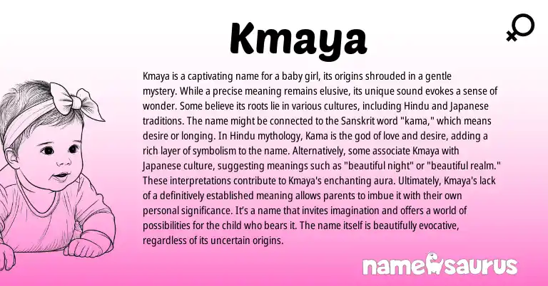 Infographic about Kmaya name meaning, Kmaya is a name from Other origin(s).