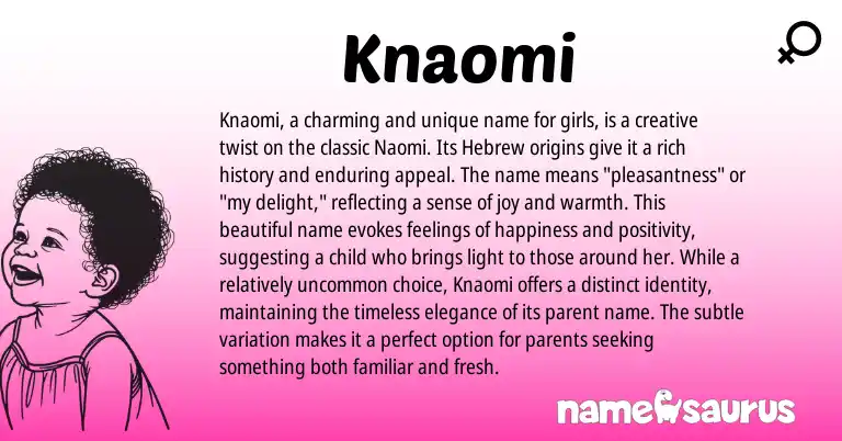 Infographic about Knaomi name meaning, Knaomi is a name from Hebrew origin(s).