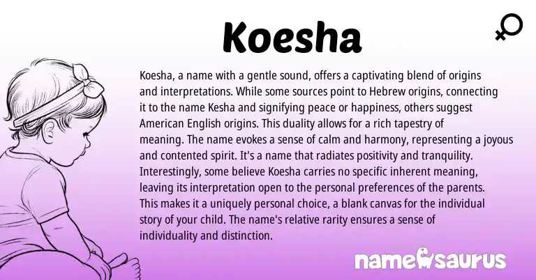 Infographic about Koesha name meaning, Koesha is a name from Hebrew origin(s).