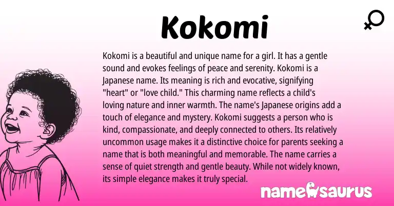 Infographic about Kokomi name meaning, Kokomi is a name from Japanese origin(s).