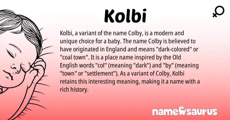 Infographic about Kolbi name meaning, Kolbi is a name from Old English, England origin(s).