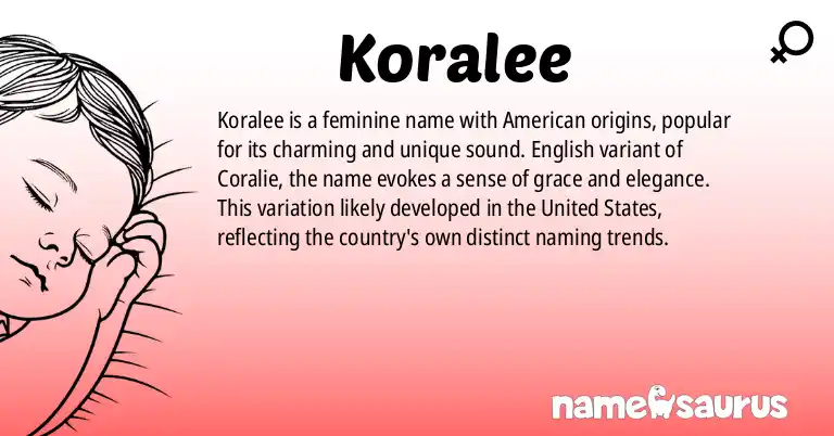 Infographic about Koralee name meaning, Koralee is a name from American origin(s).