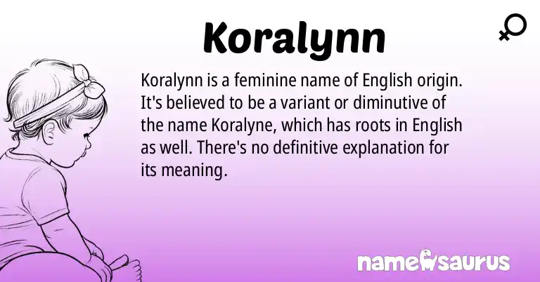 Infographic about Koralynn name meaning, Koralynn is a name from English origin(s).