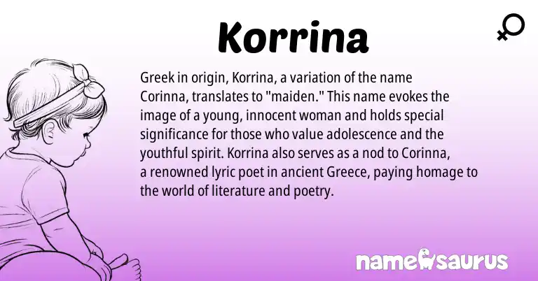 Infographic about Korrina name meaning, Korrina is a name from Greece, Greek origin(s).