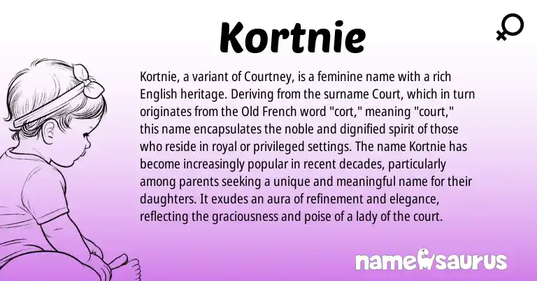 Infographic about Kortnie name meaning, Kortnie is a name from English, Old French origin(s).