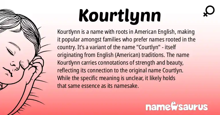 Infographic about Kourtlynn name meaning, Kourtlynn is a name from English (American) origin(s).