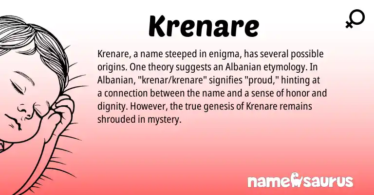 Infographic about Krenare name meaning, Krenare is a name from Albanian origin(s).