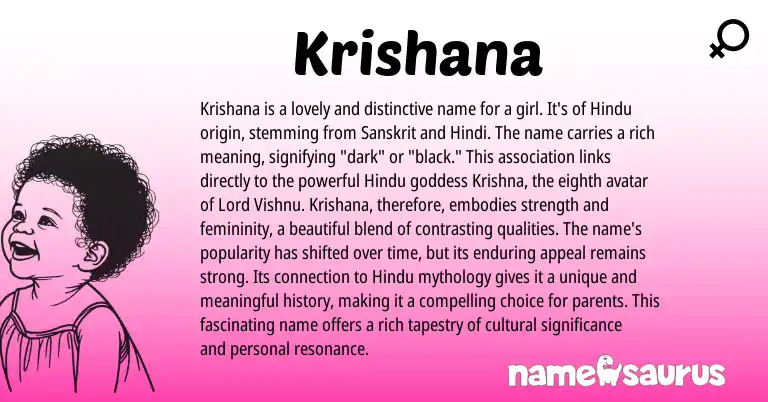 Infographic about Krishana name meaning, Krishana is a name from Hindu, Sanskrit origin(s).
