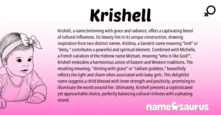 Infographic about Krishell name meaning, Krishell is a name from Hindu origin(s).