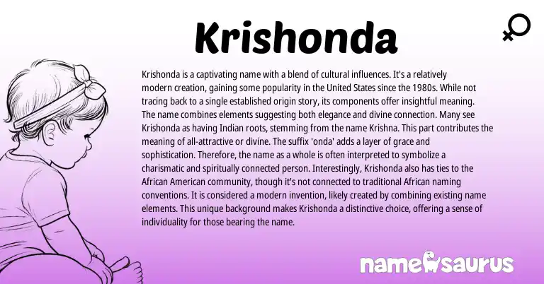 Infographic about Krishonda name meaning, Krishonda is a name from Indian origin(s).