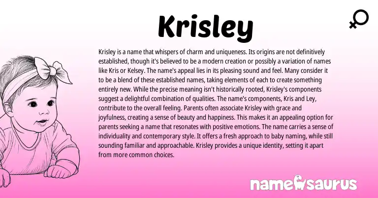 Infographic about Krisley name meaning, Krisley is a name from English origin(s).