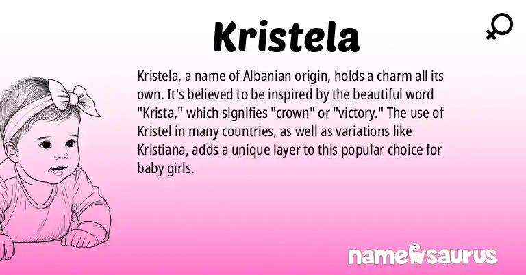 Infographic about Kristela name meaning, Kristela is a name from Albanian origin(s).