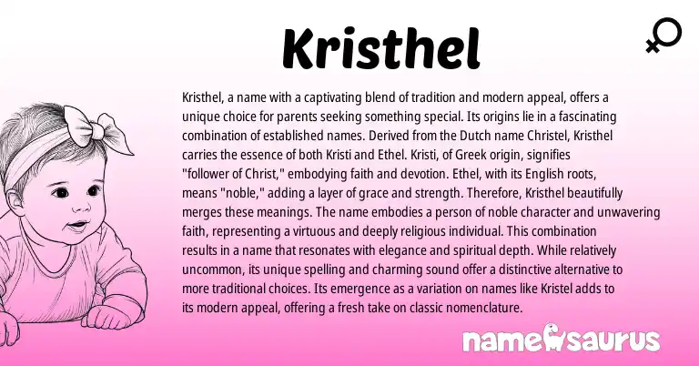 Infographic about Kristhel name meaning, Kristhel is a name from Greek, English origin(s).