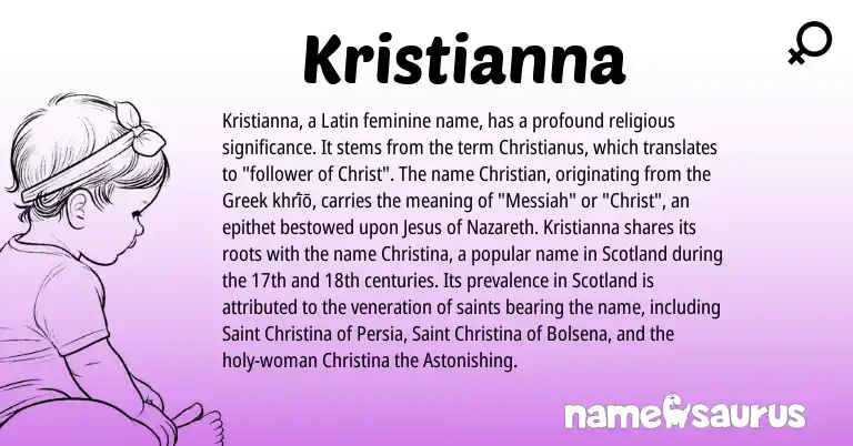 Infographic about Kristianna name meaning, Kristianna is a name from Latin, Greek origin(s).