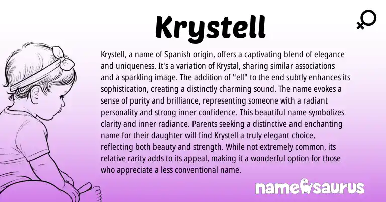 Infographic about Krystell name meaning, Krystell is a name from English origin(s).