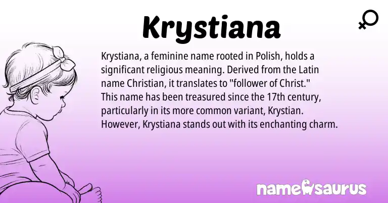 Infographic about Krystiana name meaning, Krystiana is a name from Polish, Latin origin(s).