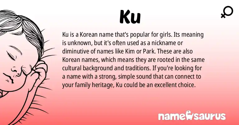 Infographic about Ku name meaning, Ku is a name from Korean origin(s).