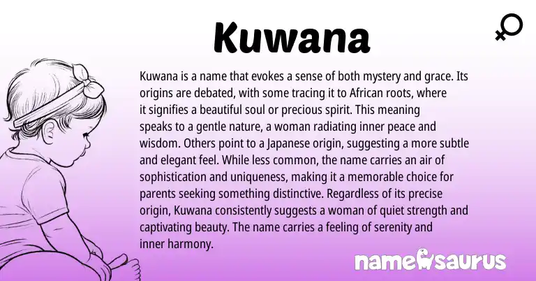Infographic about Kuwana name meaning, Kuwana is a name from African origin(s).