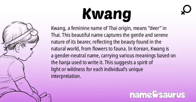 Infographic about Kwang name meaning, Kwang is a name from Thai origin(s).