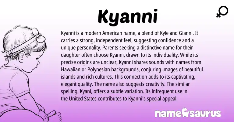 Infographic about Kyanni name meaning, Kyanni is a name from American origin(s).