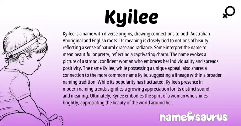 Infographic about Kyilee name meaning, Kyilee is a name from Australian origin(s).