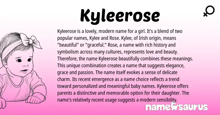Infographic about Kyleerose name meaning, Kyleerose is a name from English, Irish origin(s).