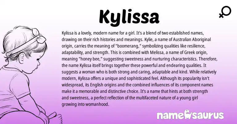 Infographic about Kylissa name meaning, Kylissa is a name from Greek, Australian origin(s).