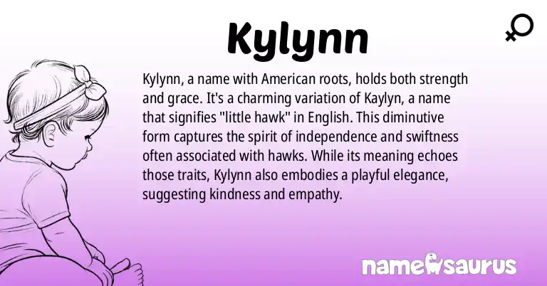 Infographic about Kylynn name meaning, Kylynn is a name from American origin(s).