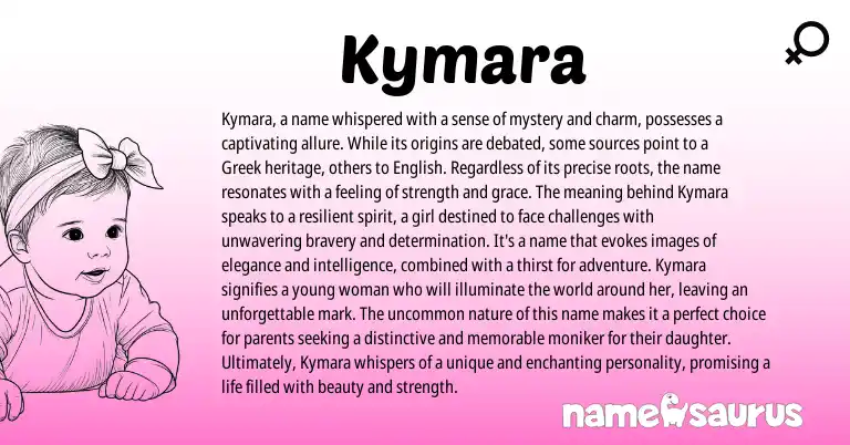 Infographic about Kymara name meaning, Kymara is a name from Greek origin(s).