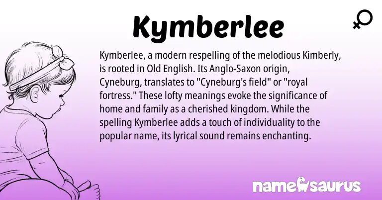 Infographic about Kymberlee name meaning, Kymberlee is a name from Old English, Anglo-Saxon origin(s).