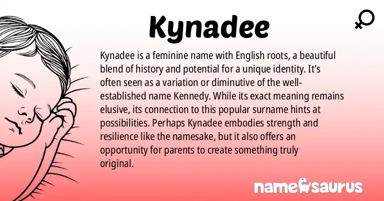 Infographic about Kynadee name meaning, Kynadee is a name from English origin(s).