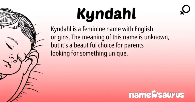 Infographic about Kyndahl name meaning, Kyndahl is a name from English origin(s).
