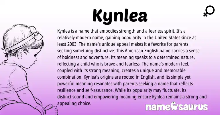 Infographic about Kynlea name meaning, Kynlea is a name from English origin(s).