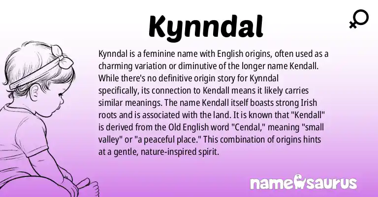 Infographic about Kynndal name meaning, Kynndal is a name from English origin(s).