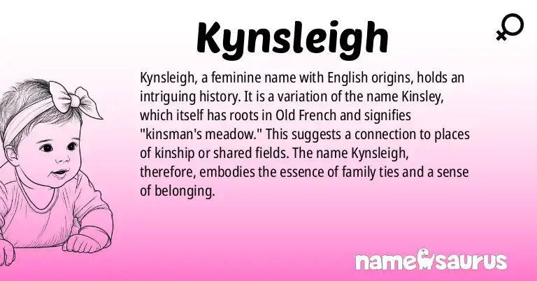 Infographic about Kynsleigh name meaning, Kynsleigh is a name from English origin(s).