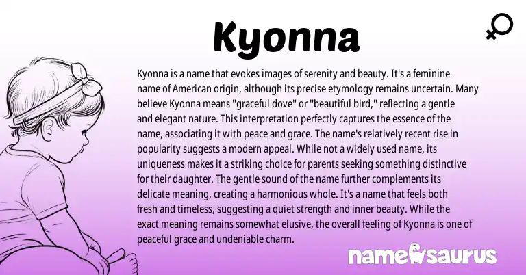 Infographic about Kyonna name meaning, Kyonna is a name from American origin(s).