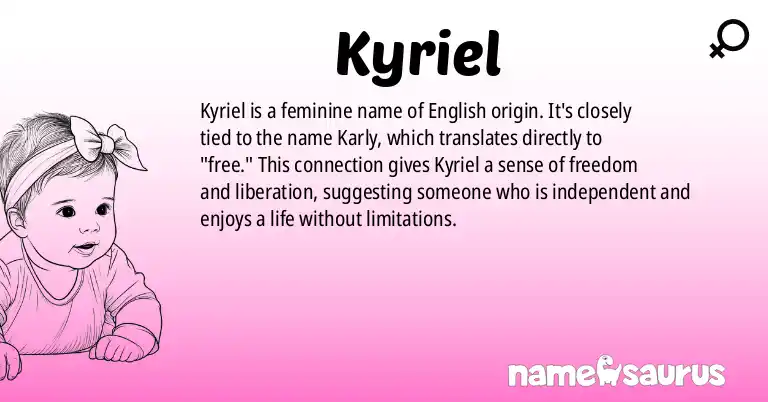 Infographic about Kyriel name meaning, Kyriel is a name from English origin(s).