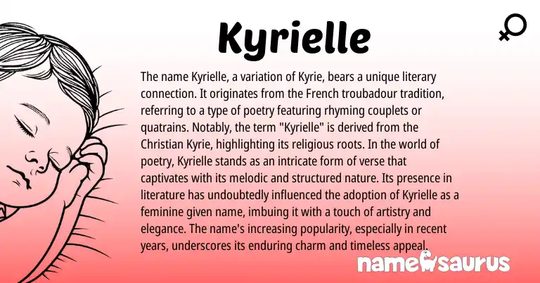 Infographic about Kyrielle name meaning, Kyrielle is a name from French origin(s).