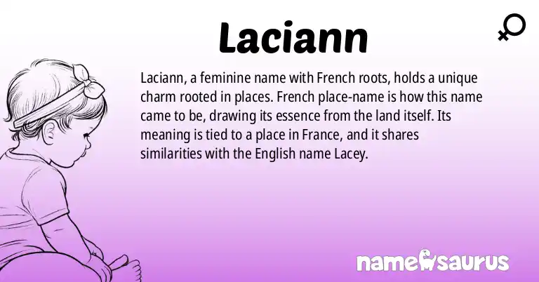 Infographic about Laciann name meaning, Laciann is a name from French origin(s).