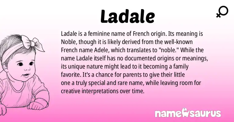 Infographic about Ladale name meaning, Ladale is a name from French origin(s).