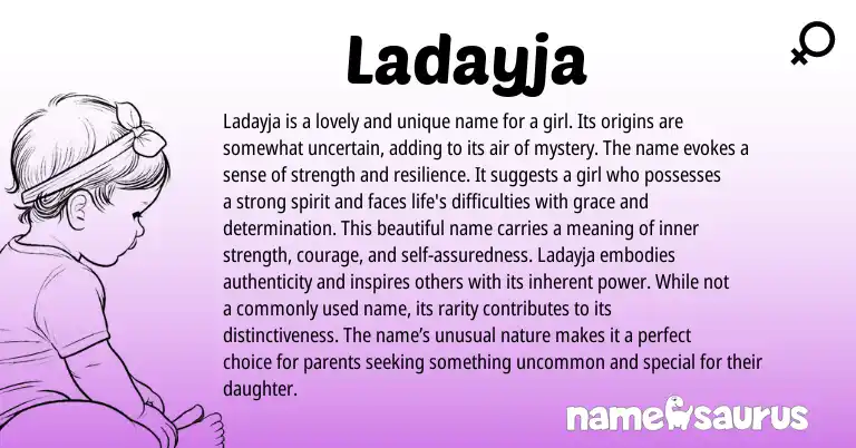 Infographic about Ladayja name meaning, Ladayja is a name from Other origin(s).