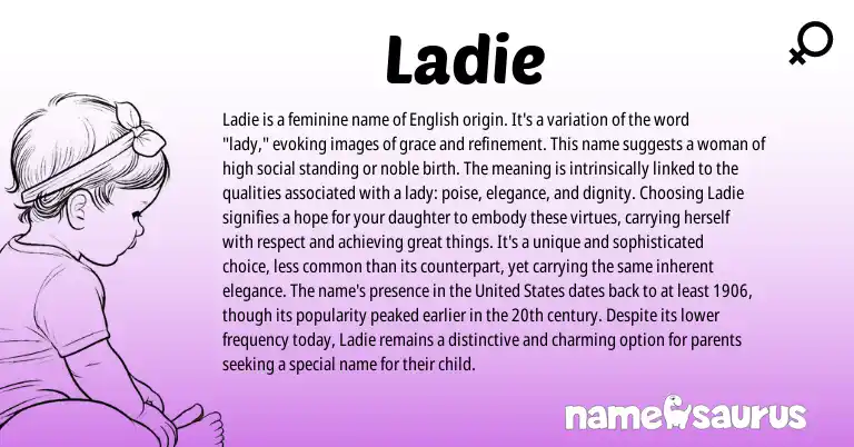 Infographic about Ladie name meaning, Ladie is a name from English origin(s).