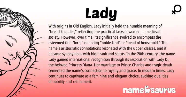 Infographic about Lady name meaning, Lady is a name from Old English origin(s).