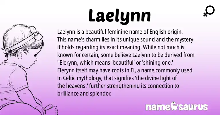 Infographic about Laelynn name meaning, Laelynn is a name from English origin(s).