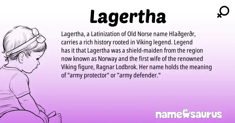 Infographic about Lagertha name meaning, Lagertha is a name from Norway, Old Norse origin(s).