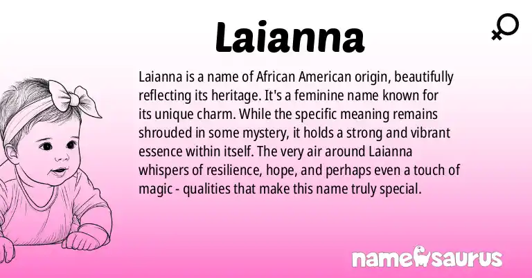 Infographic about Laianna name meaning, Laianna is a name from African American origin(s).
