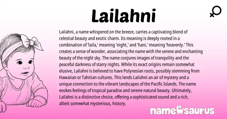 Infographic about Lailahni name meaning, Lailahni is a name from Other origin(s).