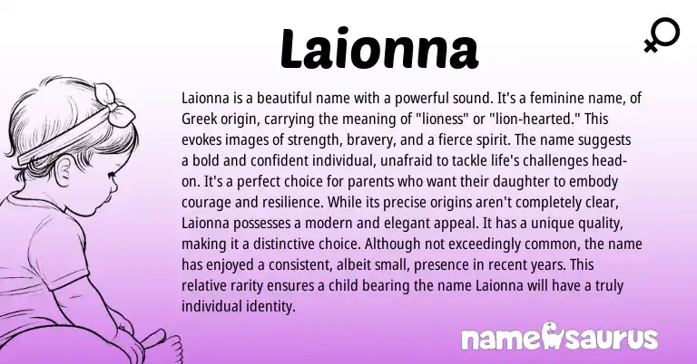 Infographic about Laionna name meaning, Laionna is a name from Greek origin(s).