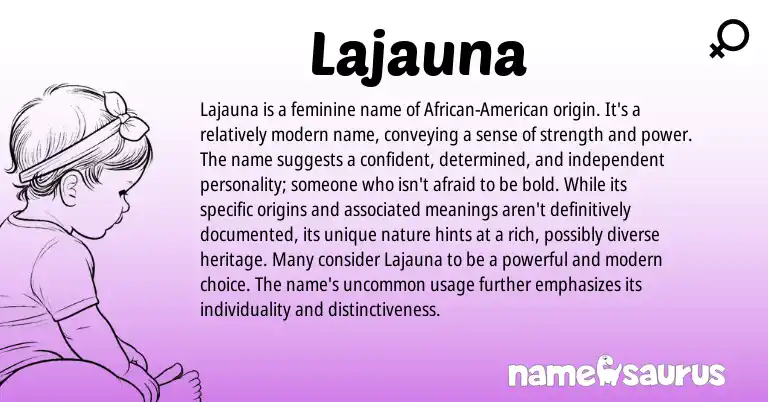 Infographic about Lajauna name meaning, Lajauna is a name from American origin(s).