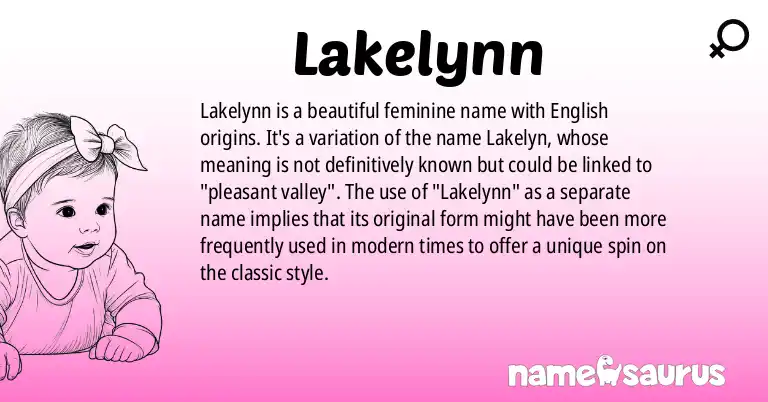 Infographic about Lakelynn name meaning, Lakelynn is a name from English origin(s).